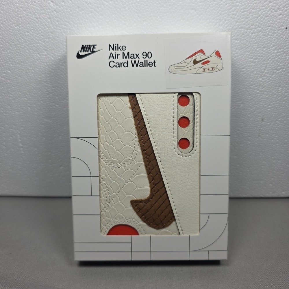 Nike Icon Air Max 90 Sneaker Card Wallet Ivory‎ Brown Red NEW